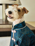 Deep Teal Agate Brocade Dog Coat – Pink Frog Closures