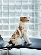 Ivory Floral Brocade Dog Vest – Plush Faux-Fur Trim
