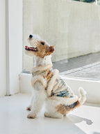Ivory Floral Brocade Dog Vest – Plush Faux-Fur Trim