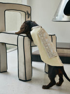 Champagne Beaded Dog Cape – Ivory Jacquard Vest
