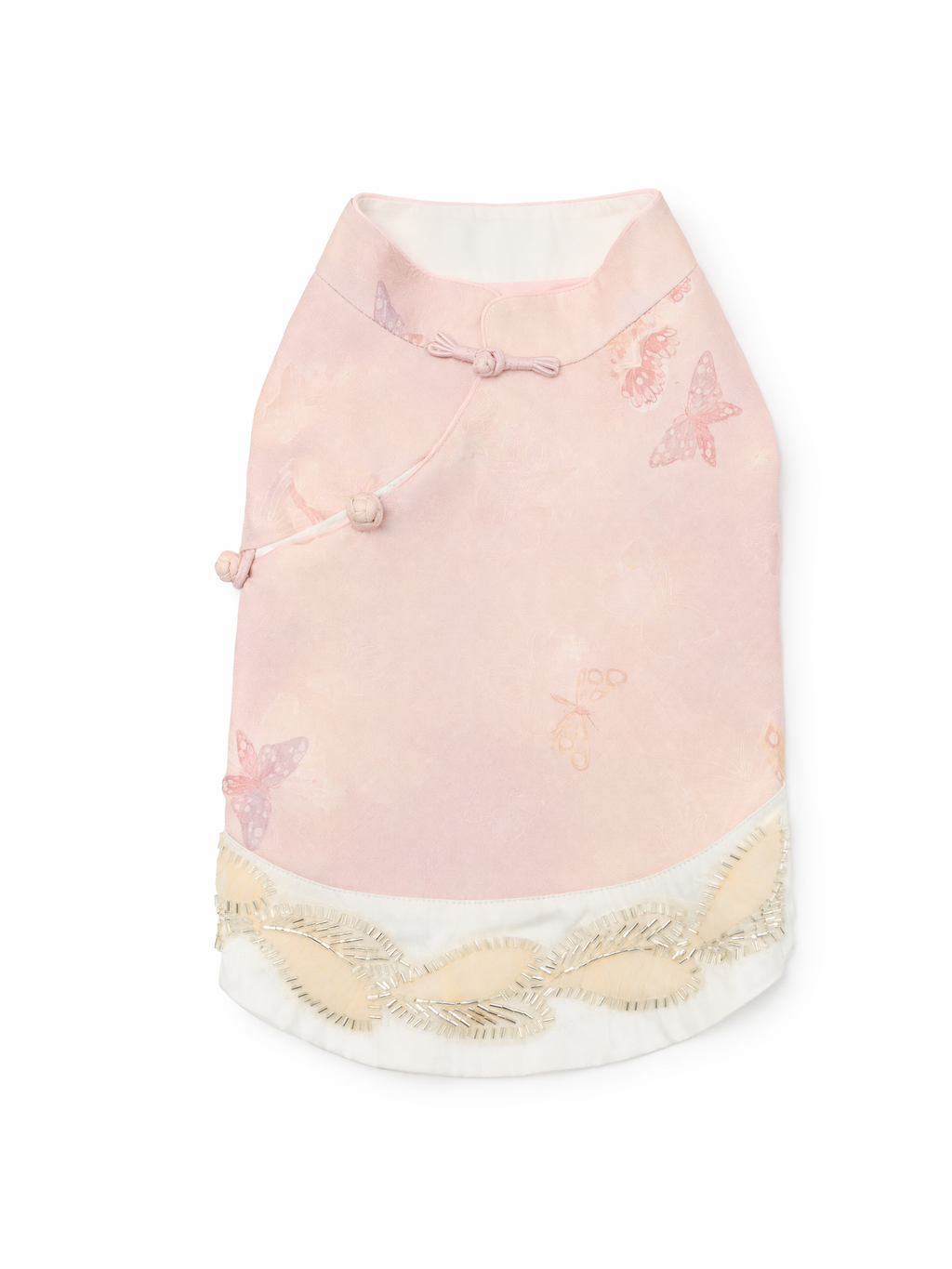 Blush Pink Dog Vest – Crystal-Look Charm & Beaded Trim