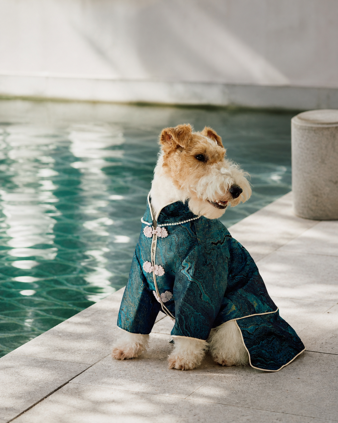 Deep Teal Agate Brocade Dog Coat – Pink Frog Closures