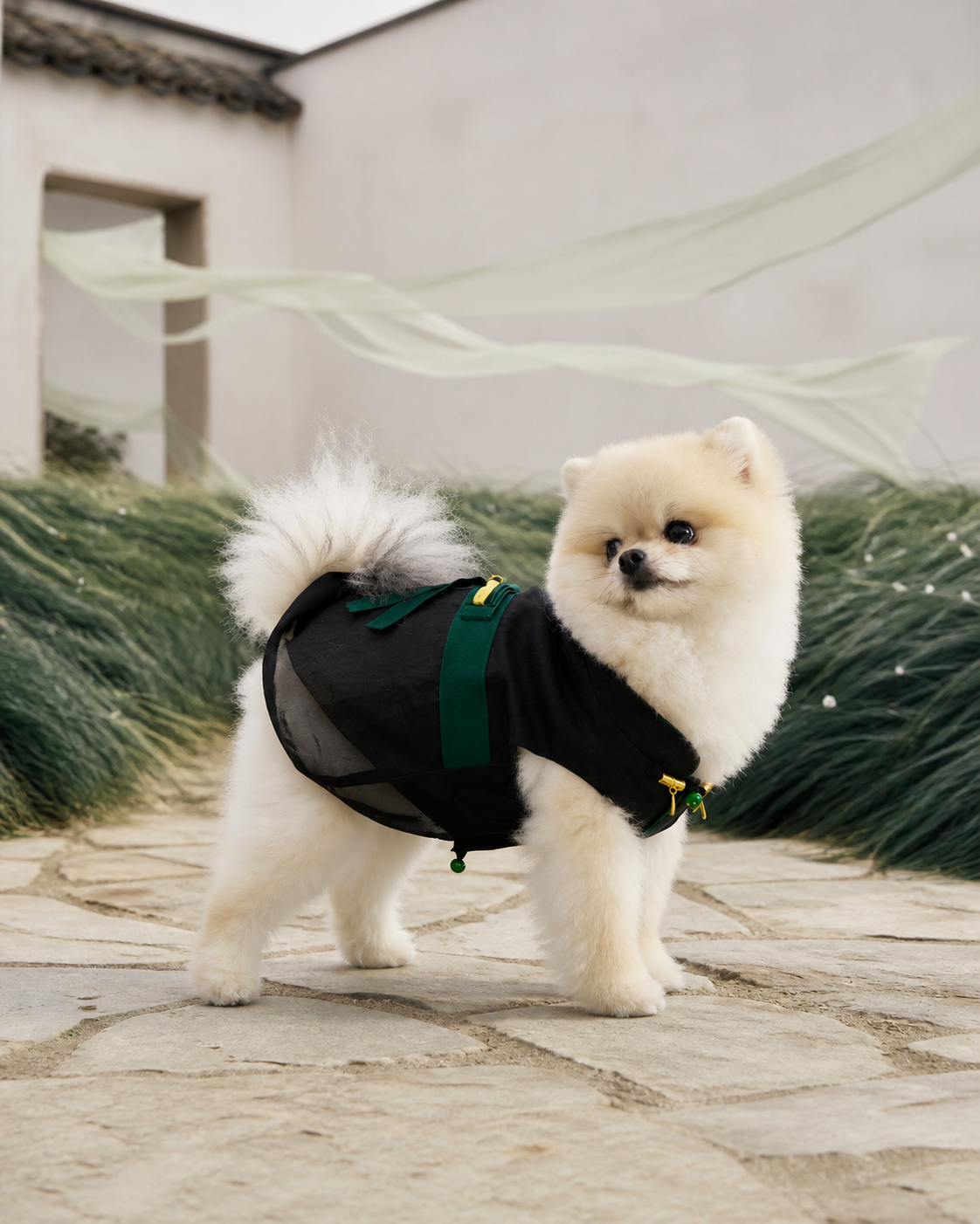 Black Dog Cape – Emerald Band & Jade Toggle