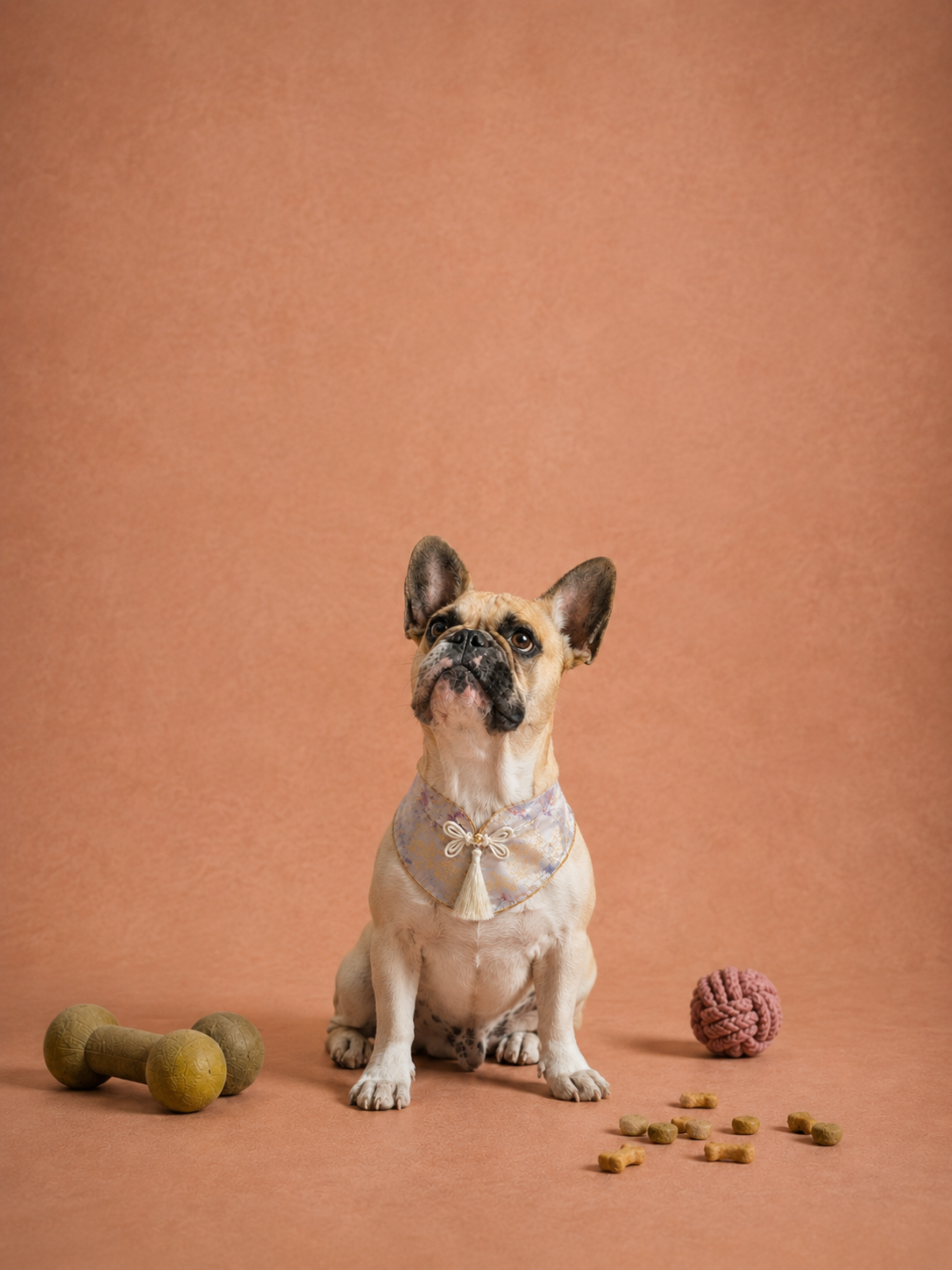 Periwinkle Tassel Dog Cape – Chinese-Style Mandarin Collar Brocade