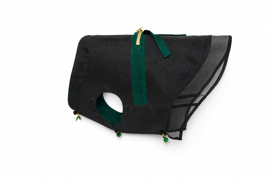 Black Dog Cape – Emerald Band & Jade Toggle