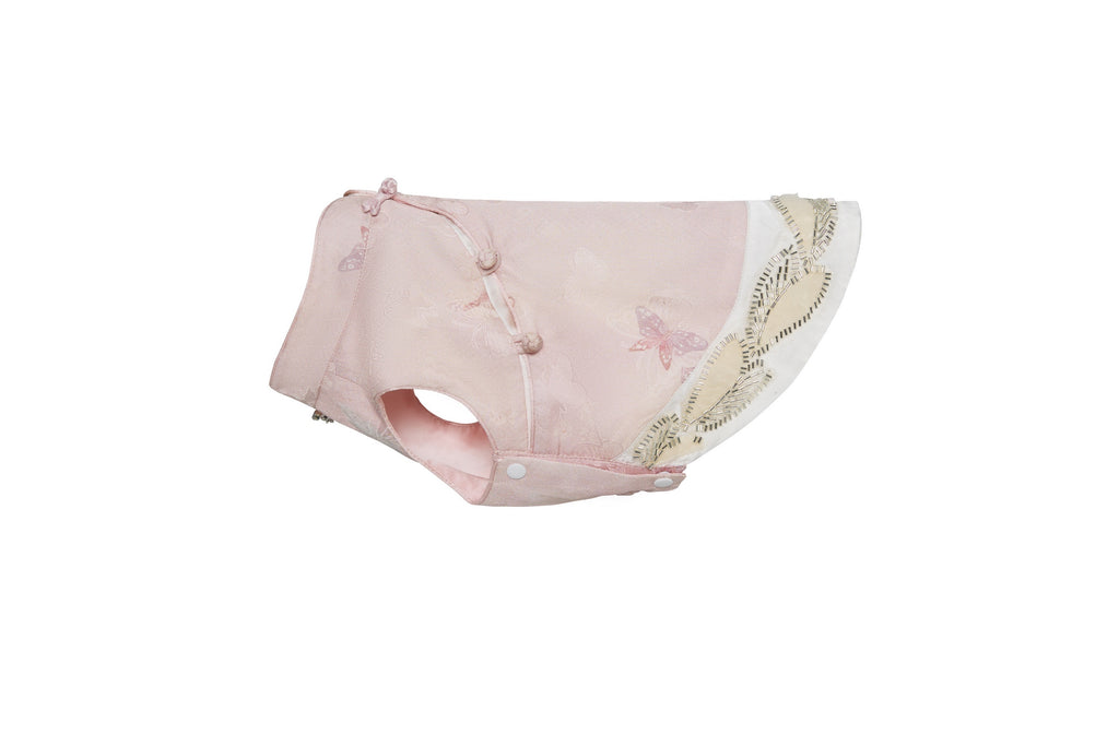 Blush Pink Dog Vest – Crystal-Look Charm & Beaded Trim