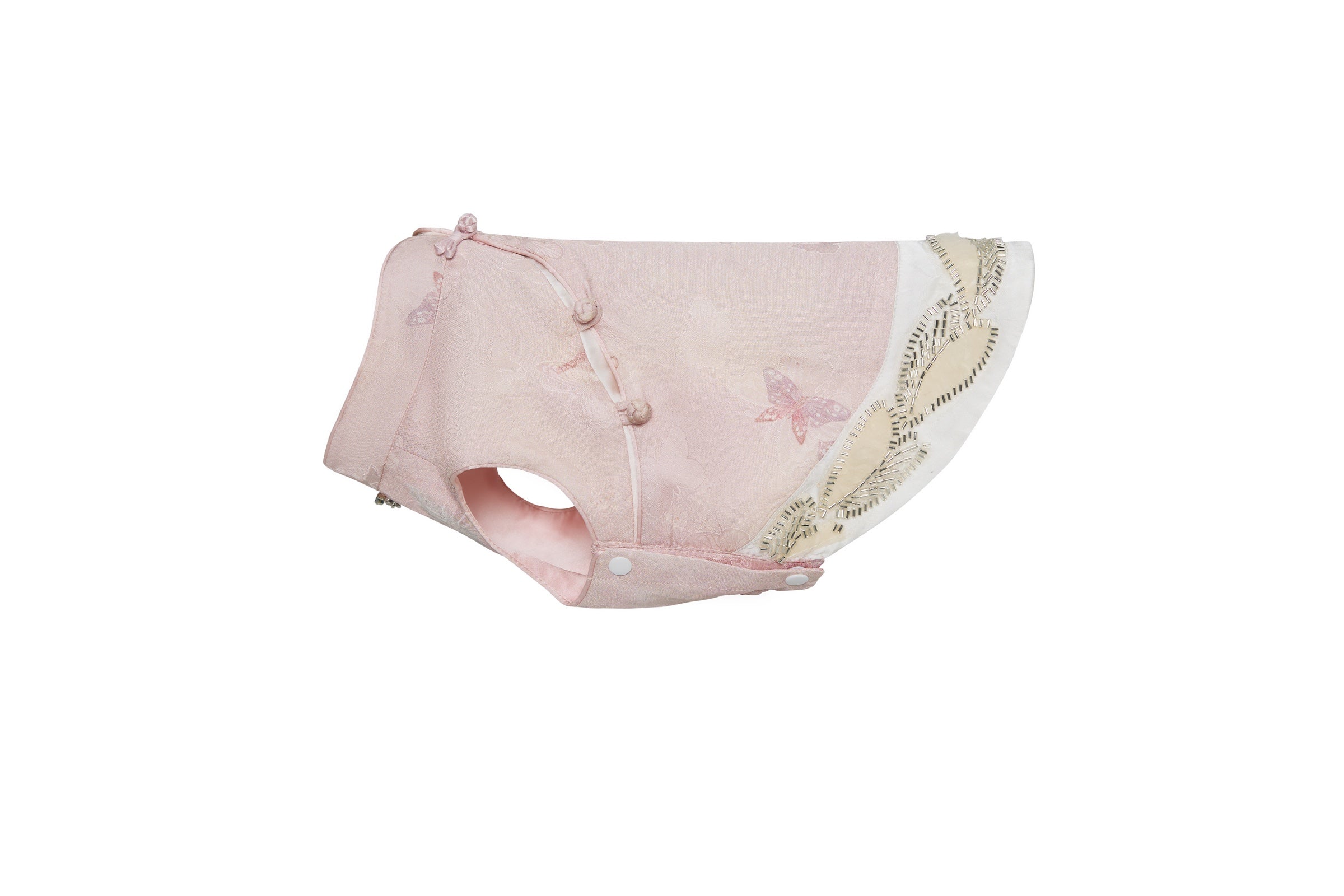 Blush Pink Dog Vest – Crystal-Look Charm & Beaded Trim