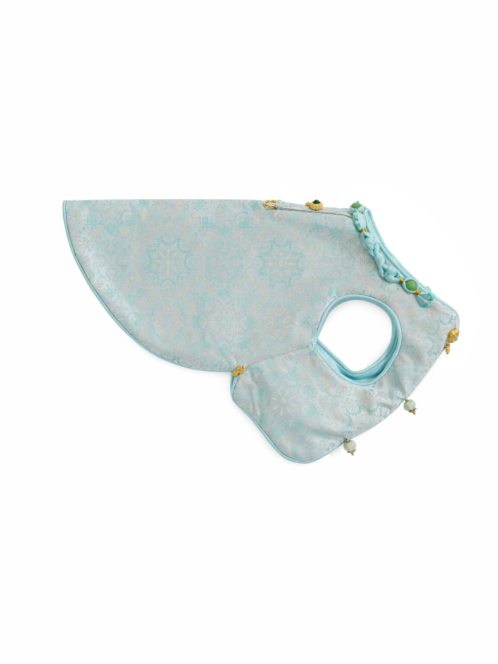 Celadon Brocade Dog Vest – Jade Charm & Gold Toggles