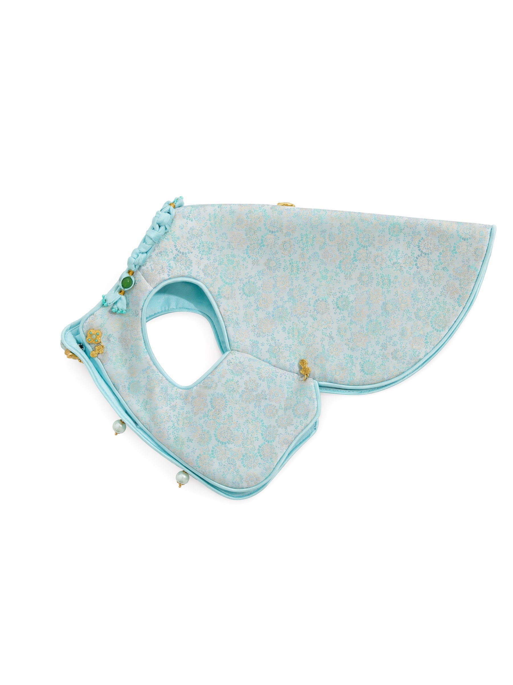 Celadon Brocade Dog Vest – Jade Charm & Gold Toggles