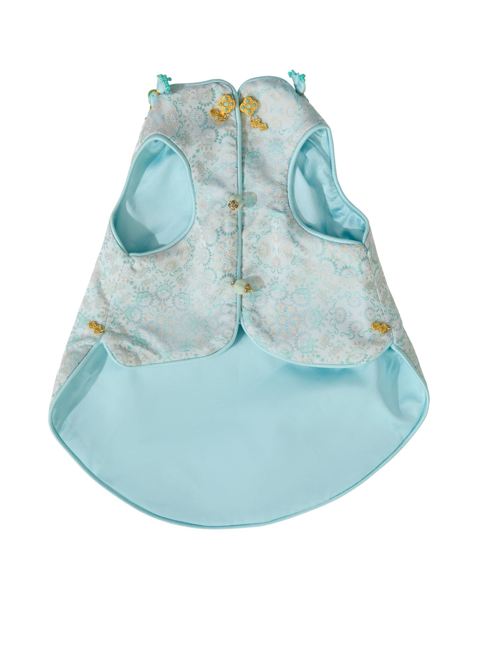 Celadon Brocade Dog Vest – Jade Charm & Gold Toggles