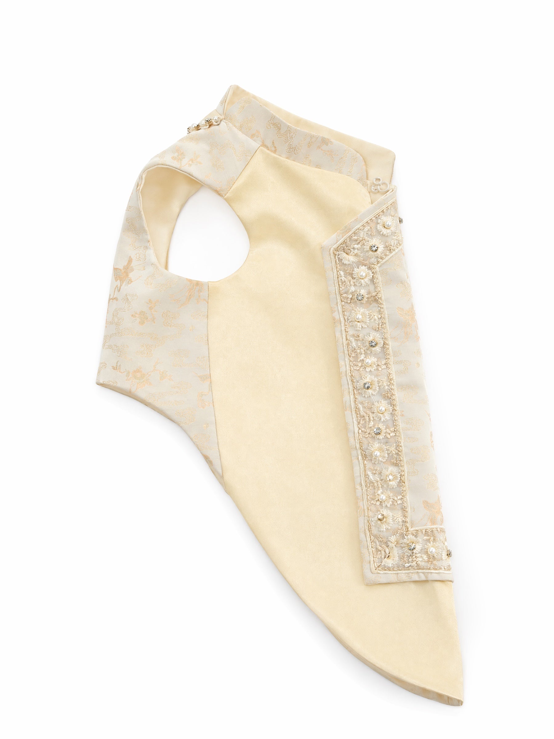 Champagne Beaded Dog Cape – Ivory Jacquard Vest