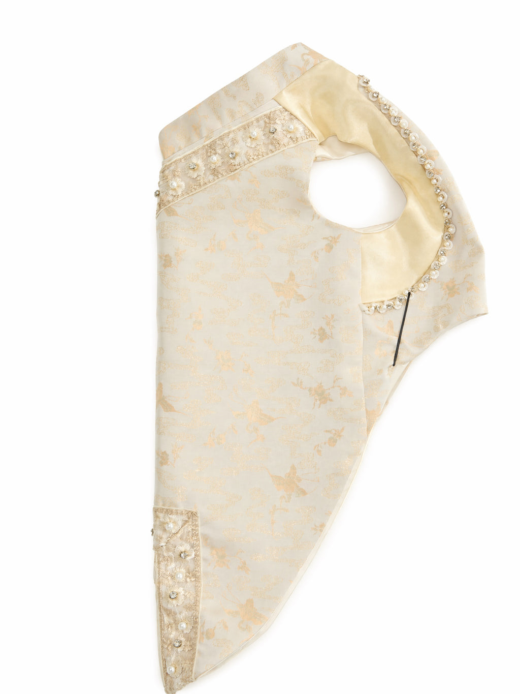 Champagne Beaded Dog Cape – Ivory Jacquard Vest