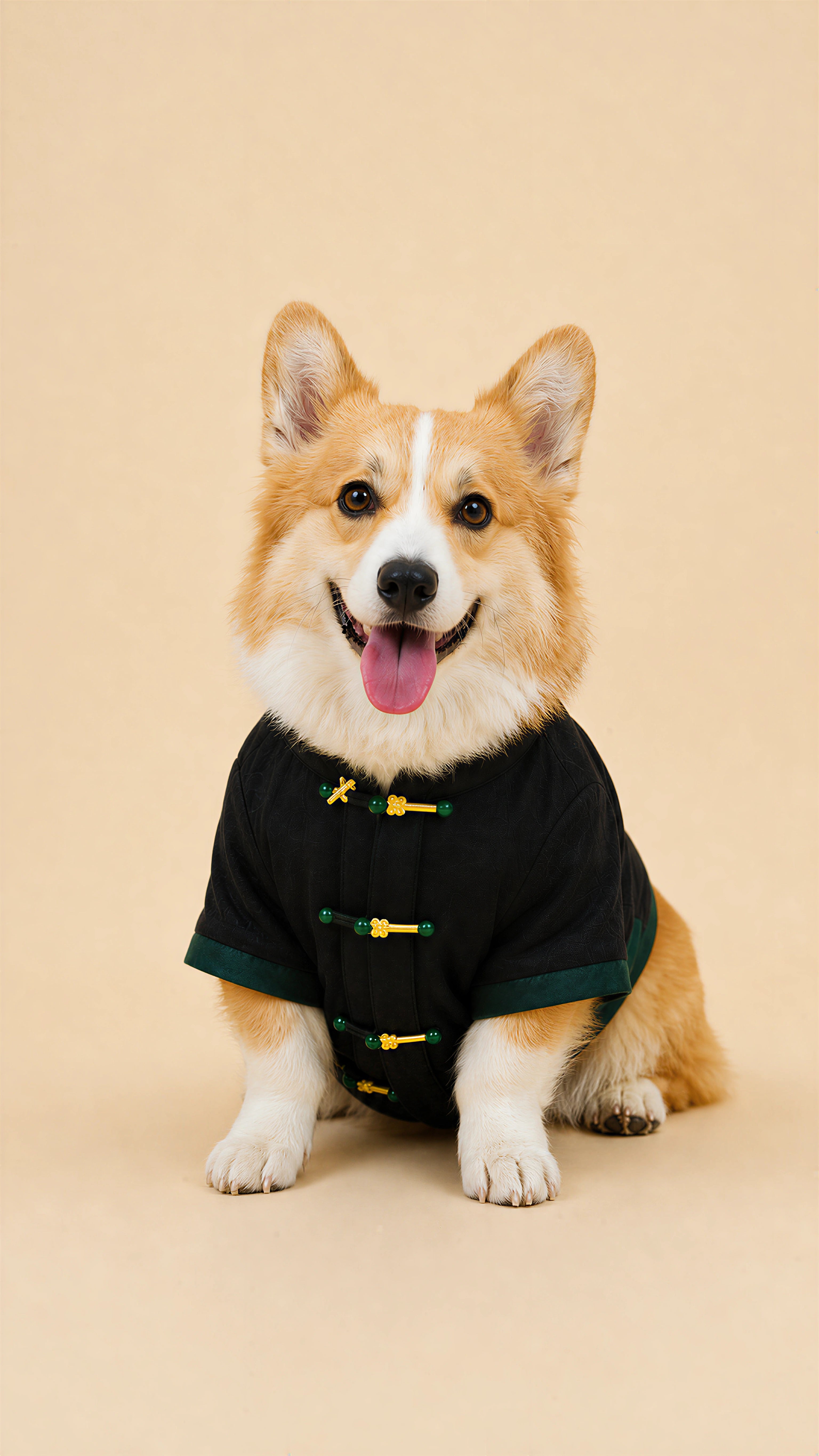 Black Jade-Button Tang Jacket – Chinese-Style Dog Coat