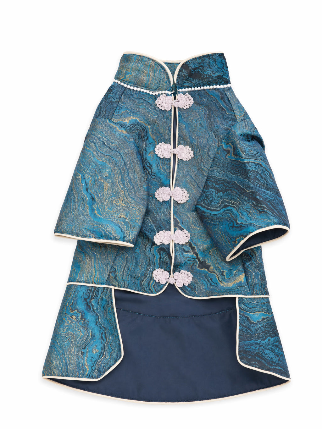 Deep Teal Agate Brocade Dog Coat – Pink Frog Closures