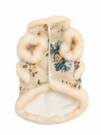 Ivory Floral Brocade Dog Vest – Plush Faux-Fur Trim